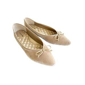 Birdies Goldfinch Pointed Toe Ballet Flat Size 7.5 Creme Velvet Slip‎ Ons NWOB